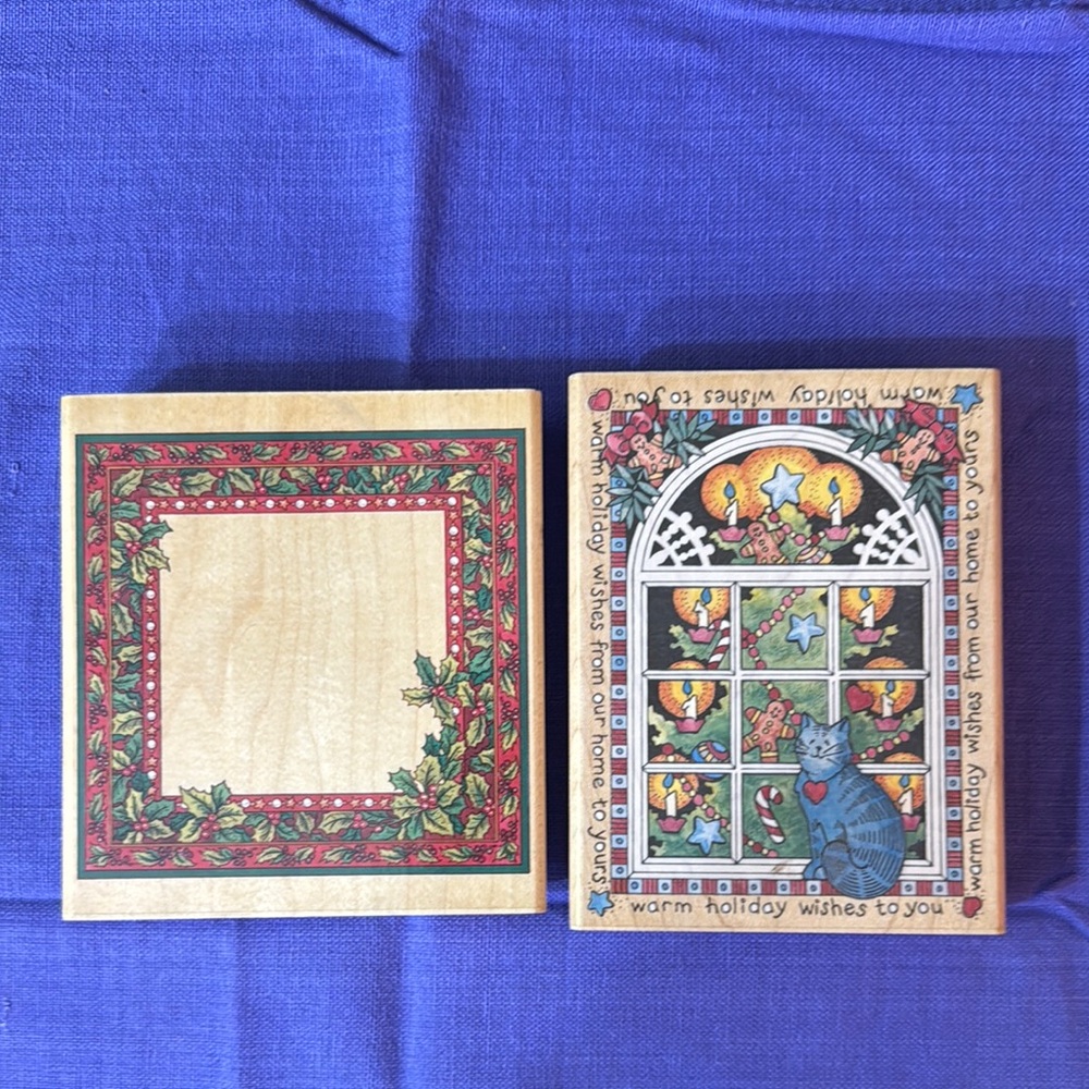 Festive Holiday Rubber Stamps Set